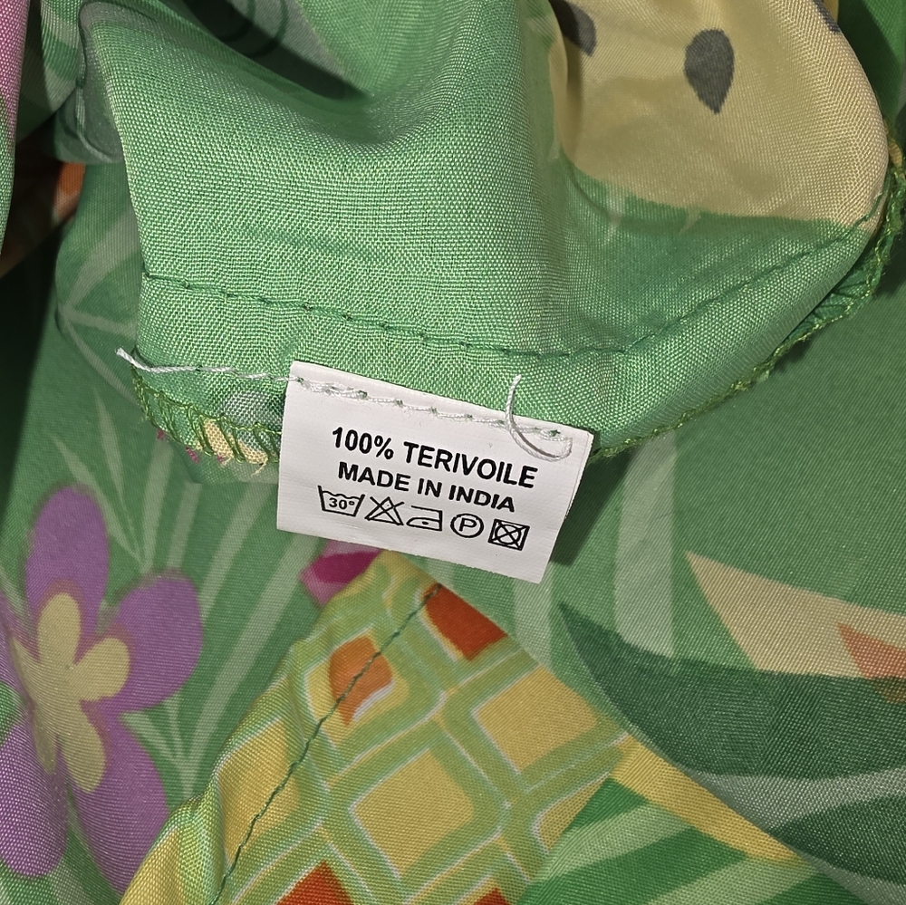 King Of Kameha Tropical Green Hawaiian Shirt with Pink Flamingos Size Med E-1708 - Picture 9 of 10